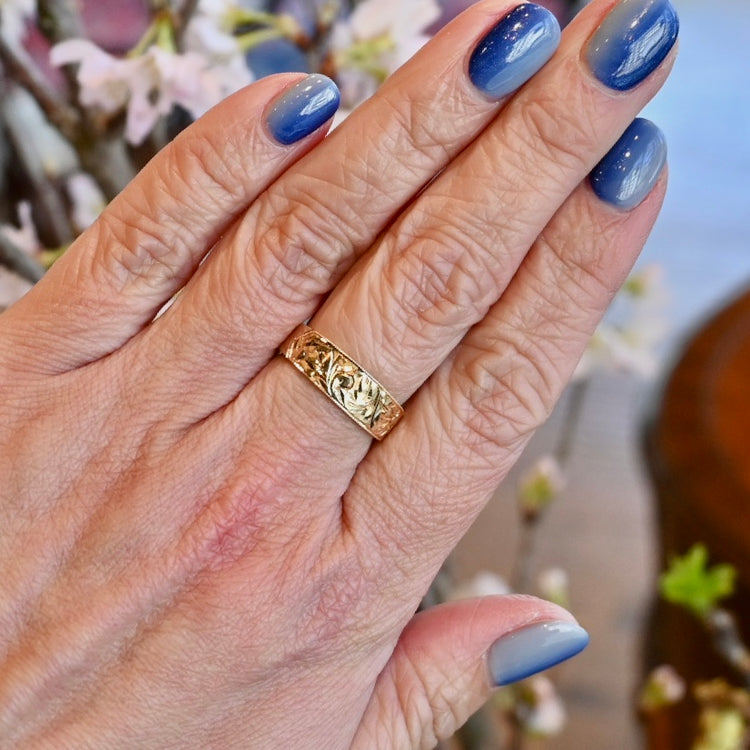 美しい文様 手彫リング