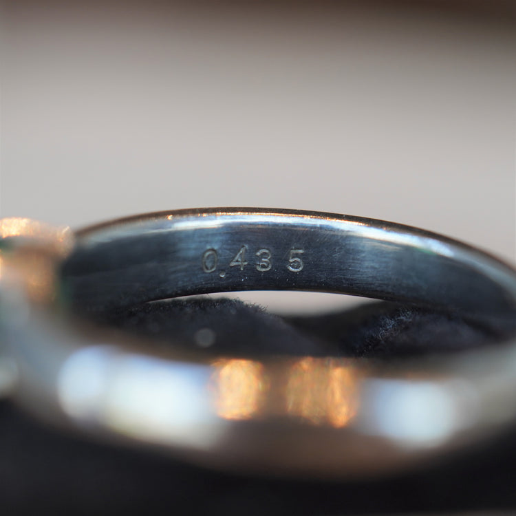 横留のエメラルド レトロなヴィンテージリング