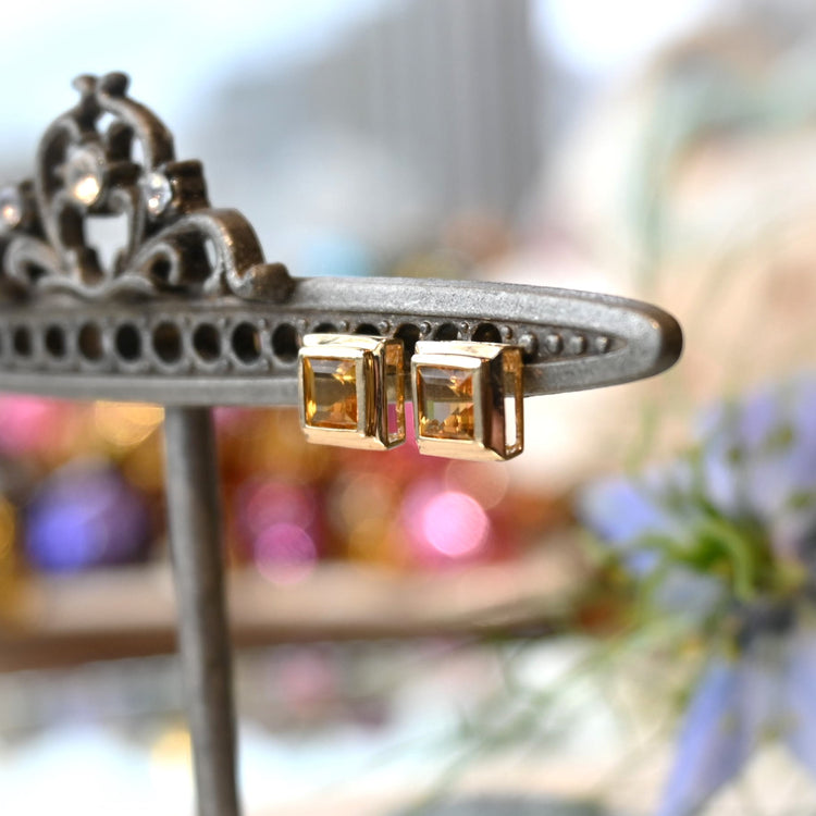 スクエア シトリンピアス