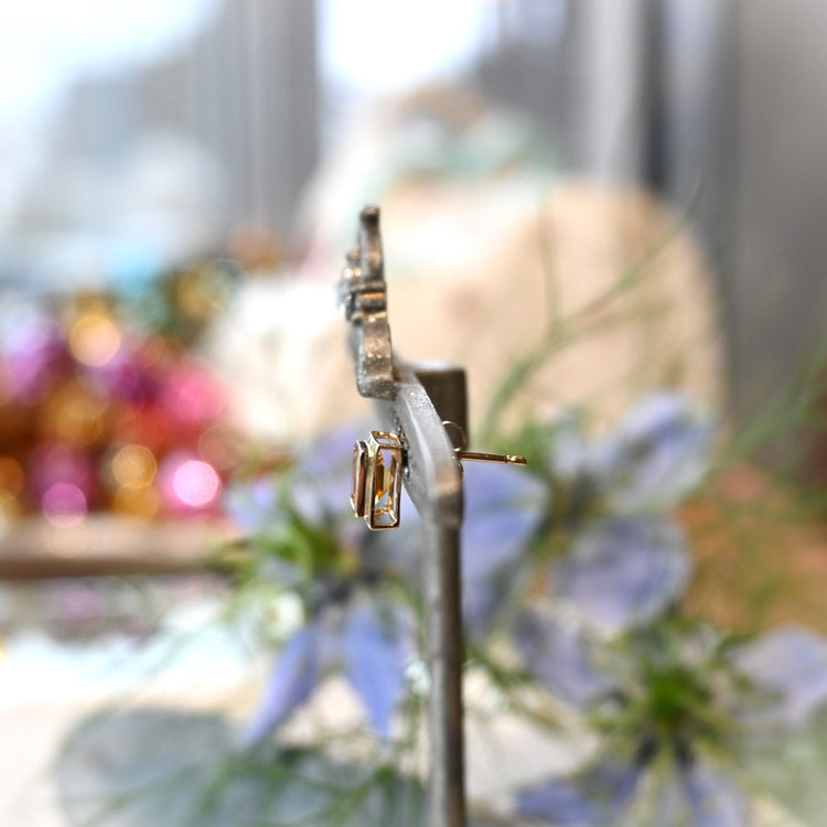 スクエア シトリンピアス