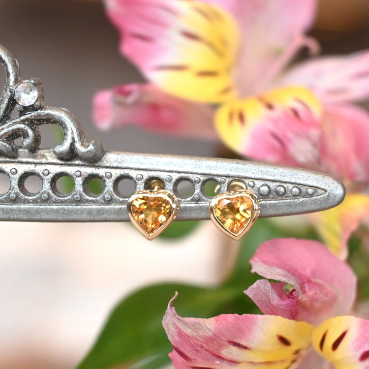 可愛いハート シトリンピアス