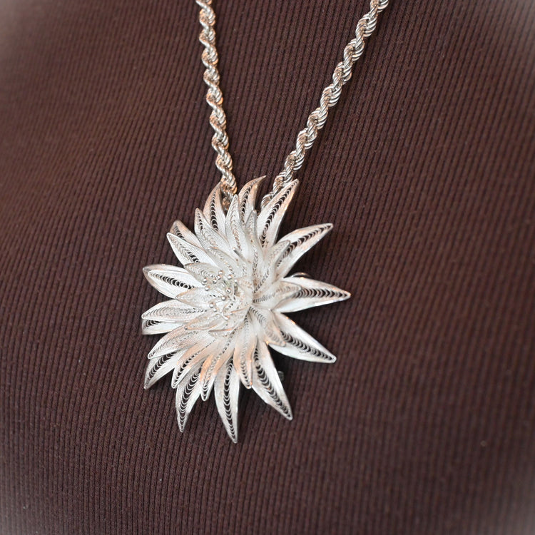 繊細なフラワーデザインのペンダントトップ