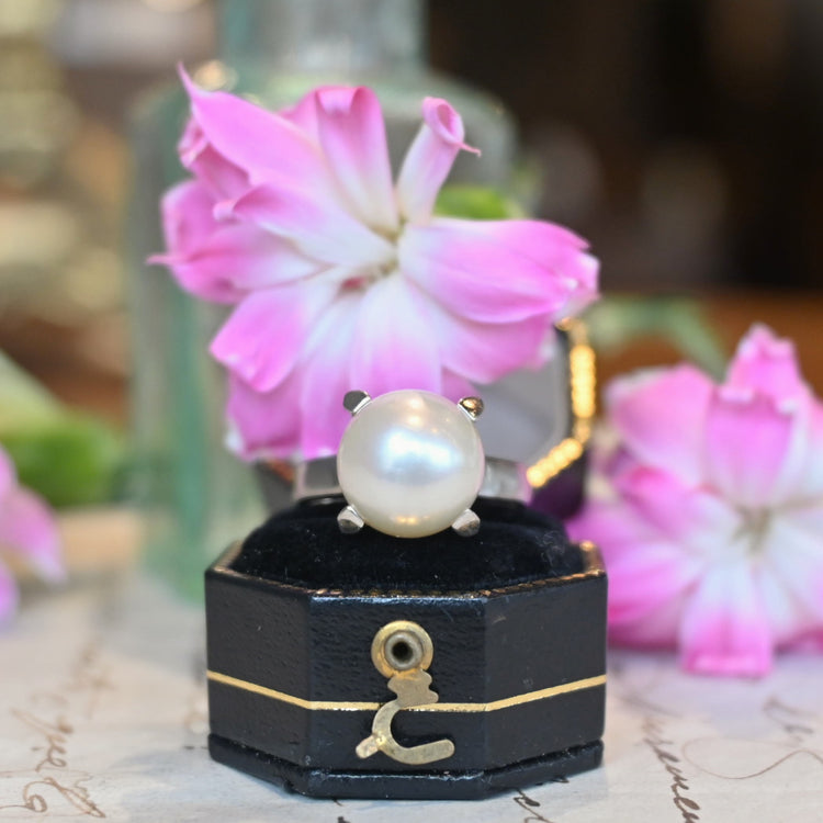 大粒パールが美しい プラチナリング