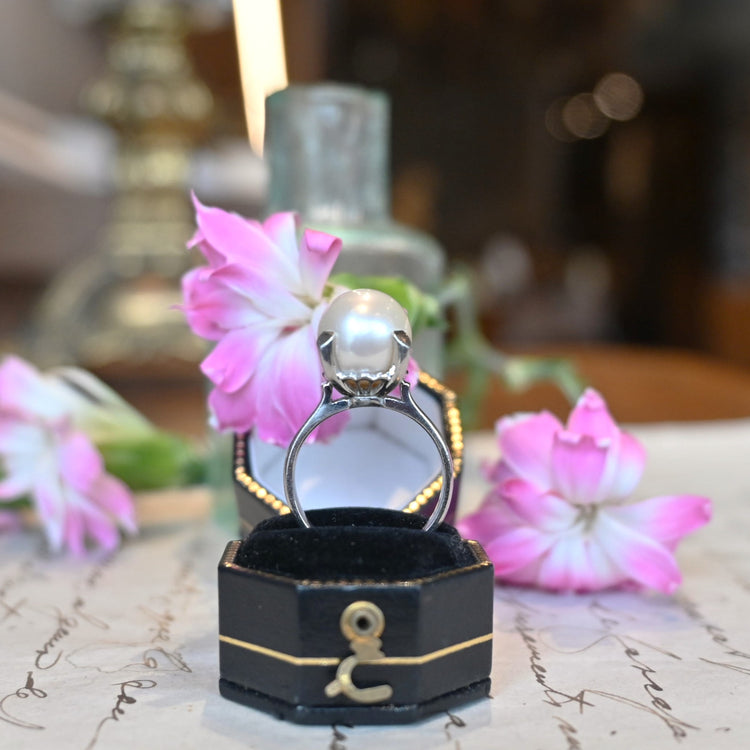 大粒パールが美しい プラチナリング