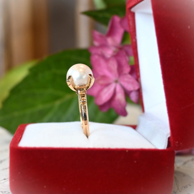 シンプルで美しい ゴールドパールリング