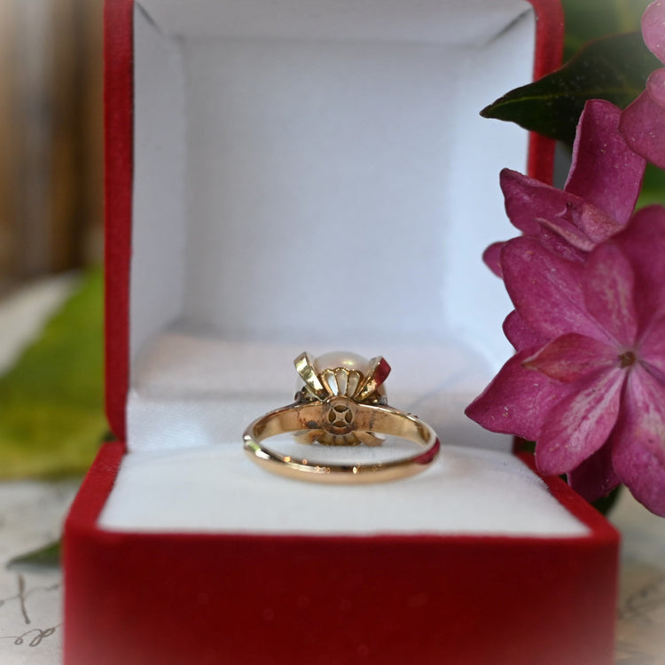 シンプルで美しい ゴールドパールリング