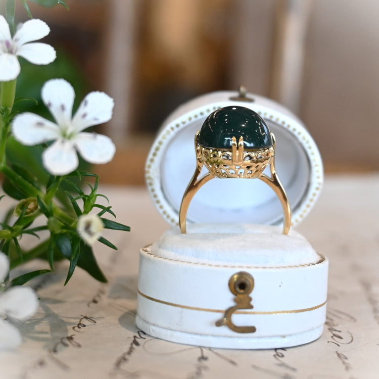 深く濃い緑 翡翠リング