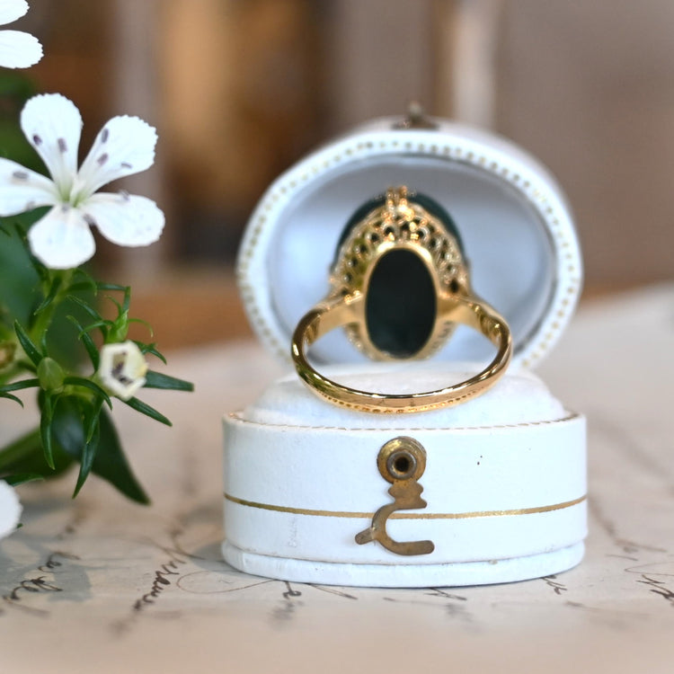 深く濃い緑 翡翠リング