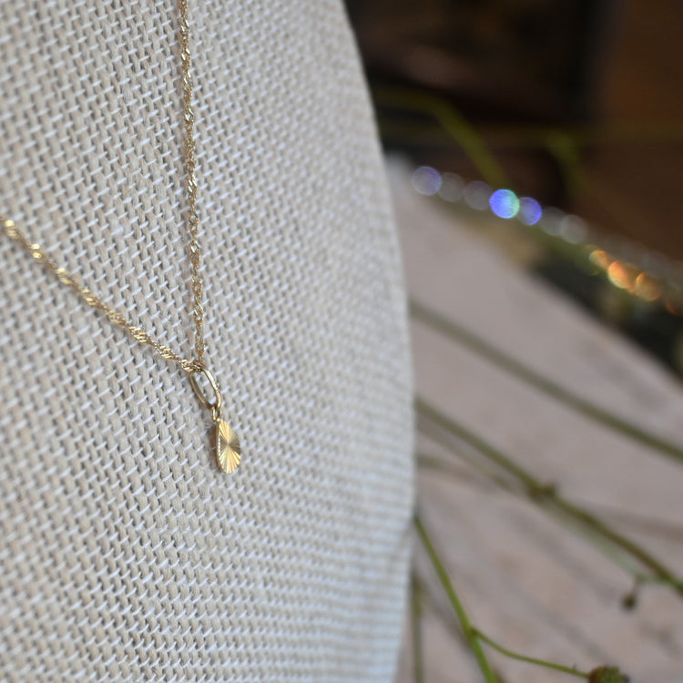 さりげない輝きの美しいトップつき スクリューネックレス