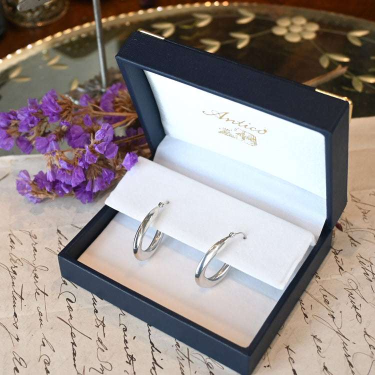 シンプルなシルバーフープピアス from UK