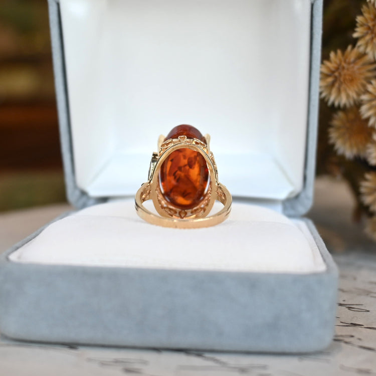 美しい 琥珀リング