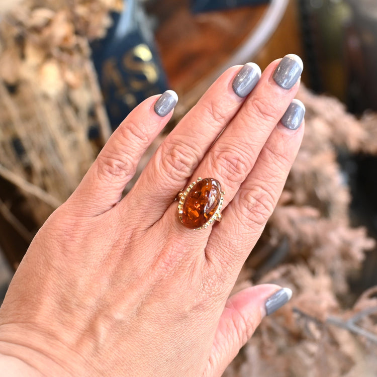 美しい 琥珀リング