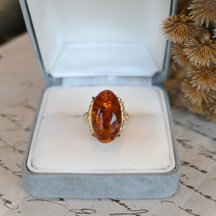 美しい 琥珀リング