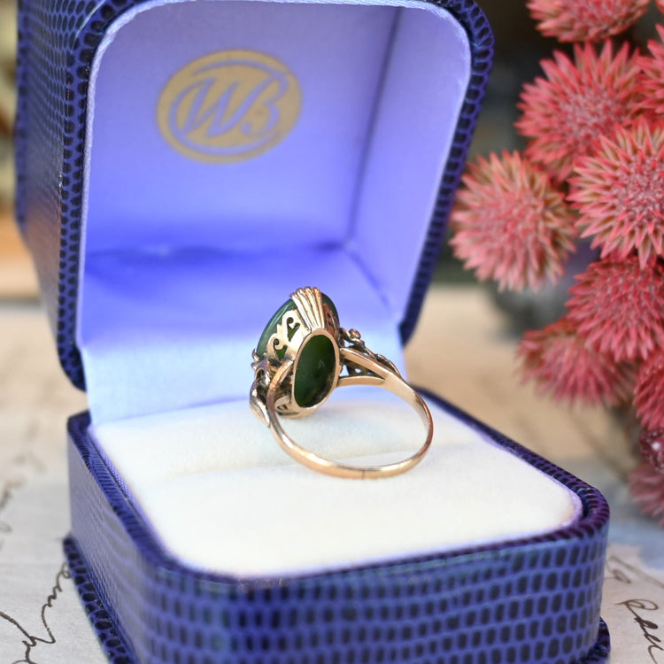 レトロな翡翠 デザインリング