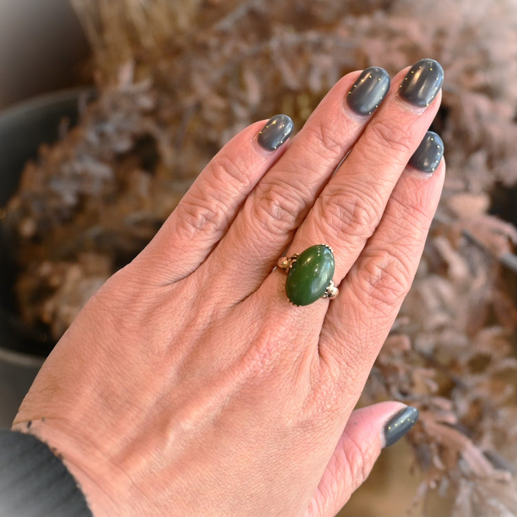 レトロな翡翠 デザインリング