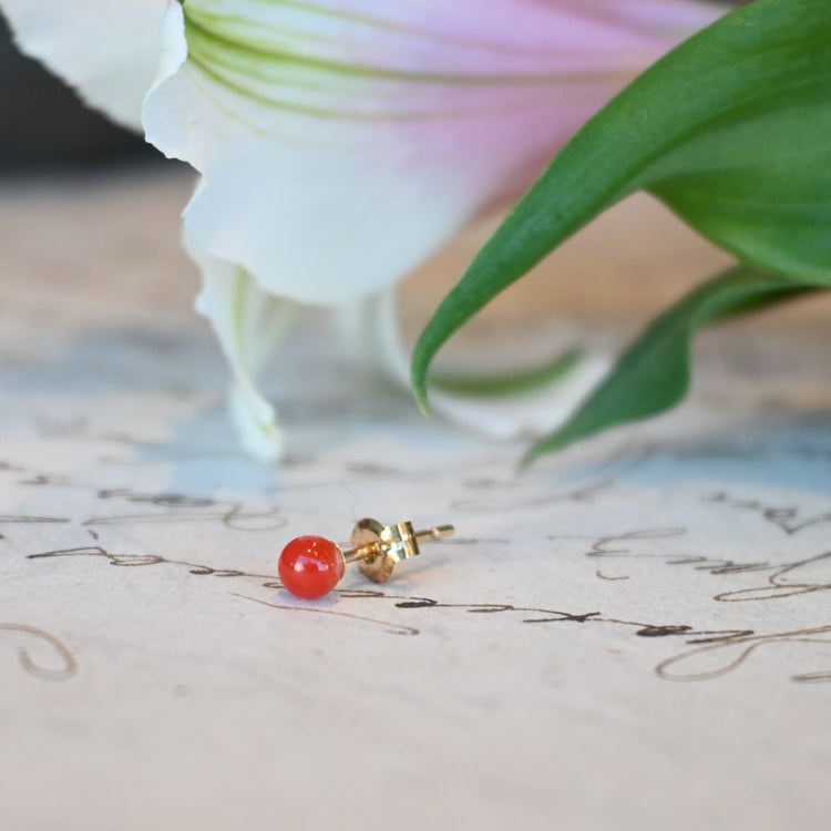 小さな珊瑚ピアス