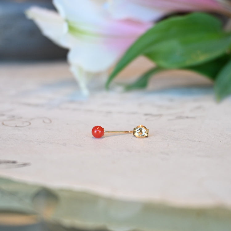 小さな珊瑚ピアス