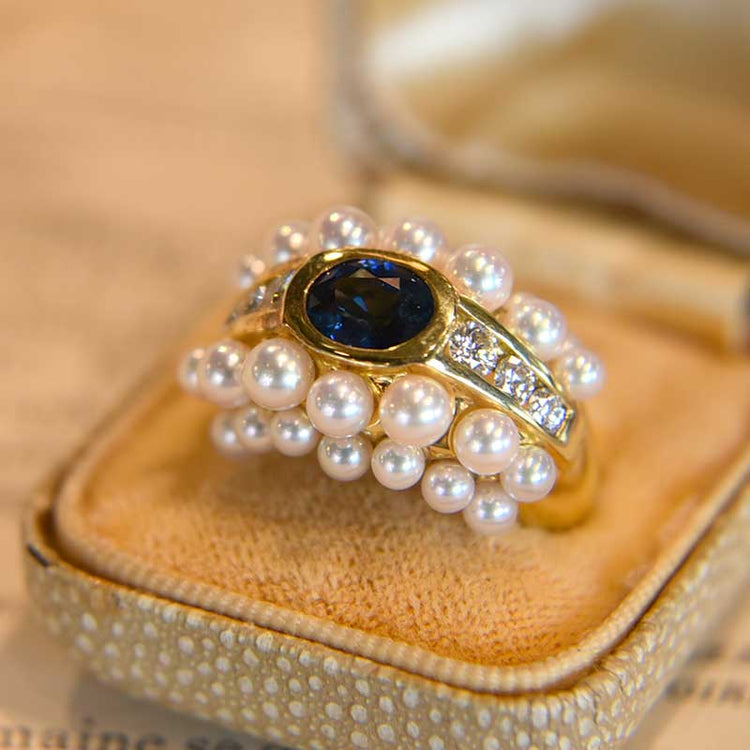 MIKIMOTO  サファイア パールリング