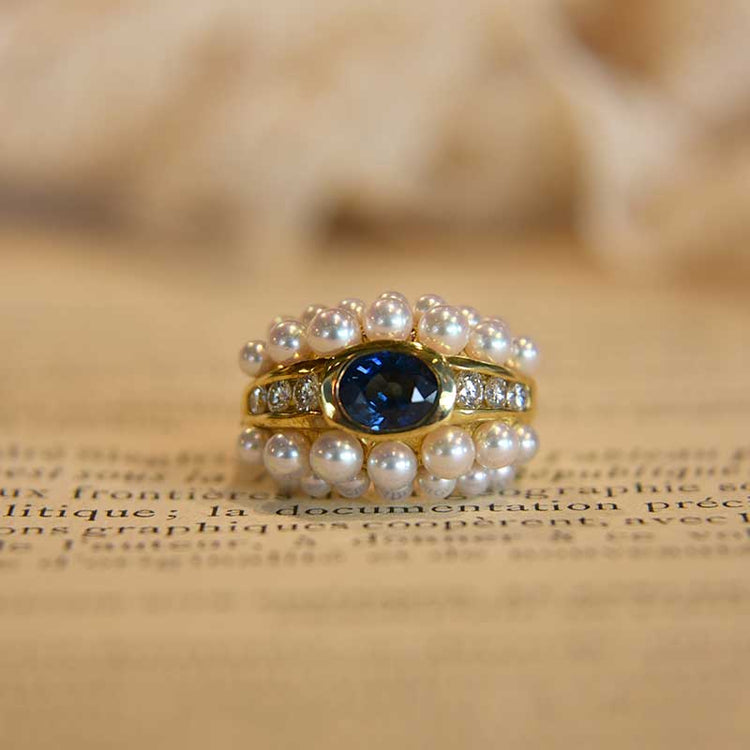 MIKIMOTO  サファイア パールリング