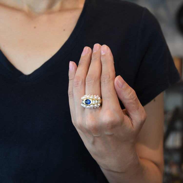 MIKIMOTO  サファイア パールリング