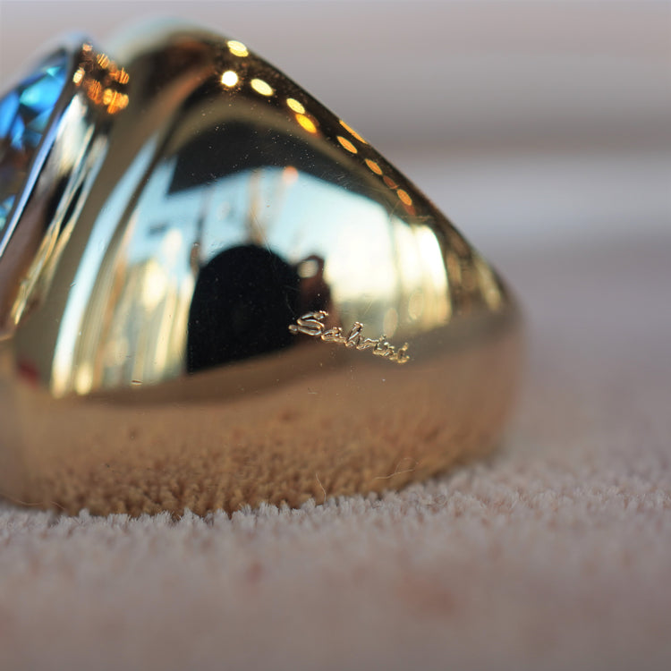 大粒アクアマリンのデザインリング