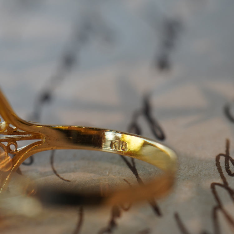 カットの美しい ヴィンテージシトリンリング