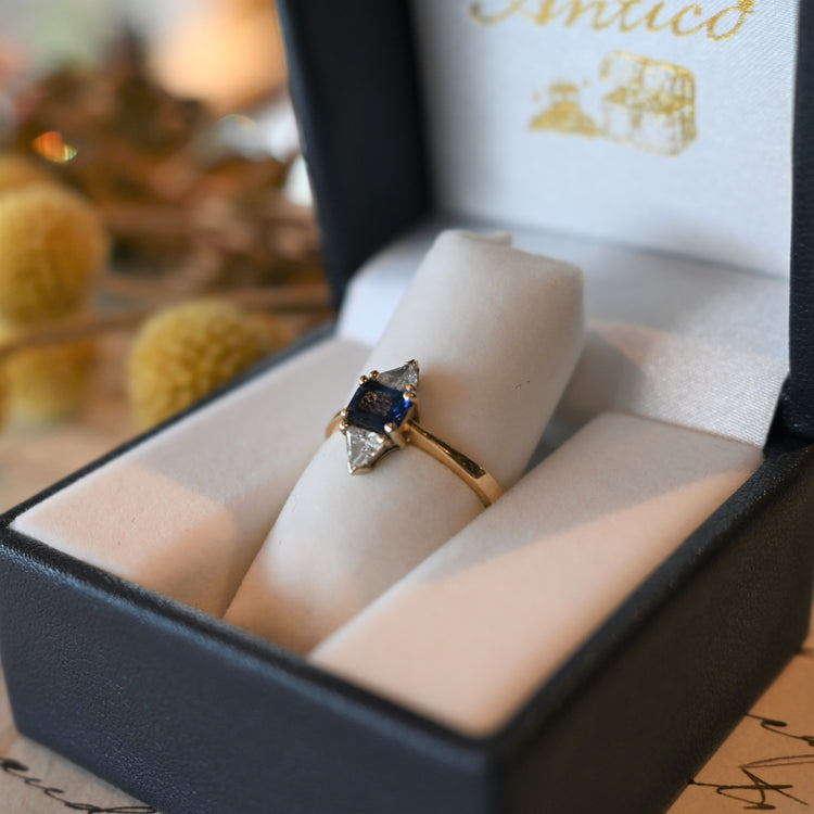 14金 サファイア ヴィンテージ リング