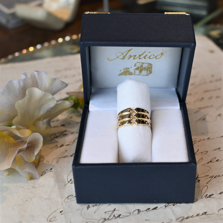 幅広 ゴールドデザインリング