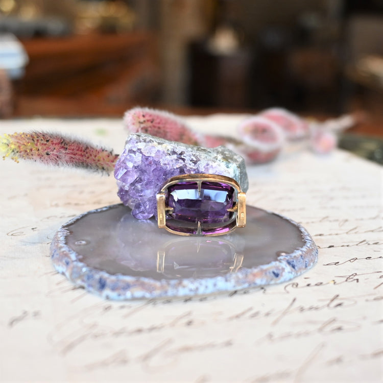 大粒アメジストの美しい 帯留