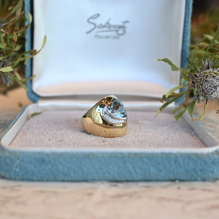 大粒アクアマリンのデザインリング