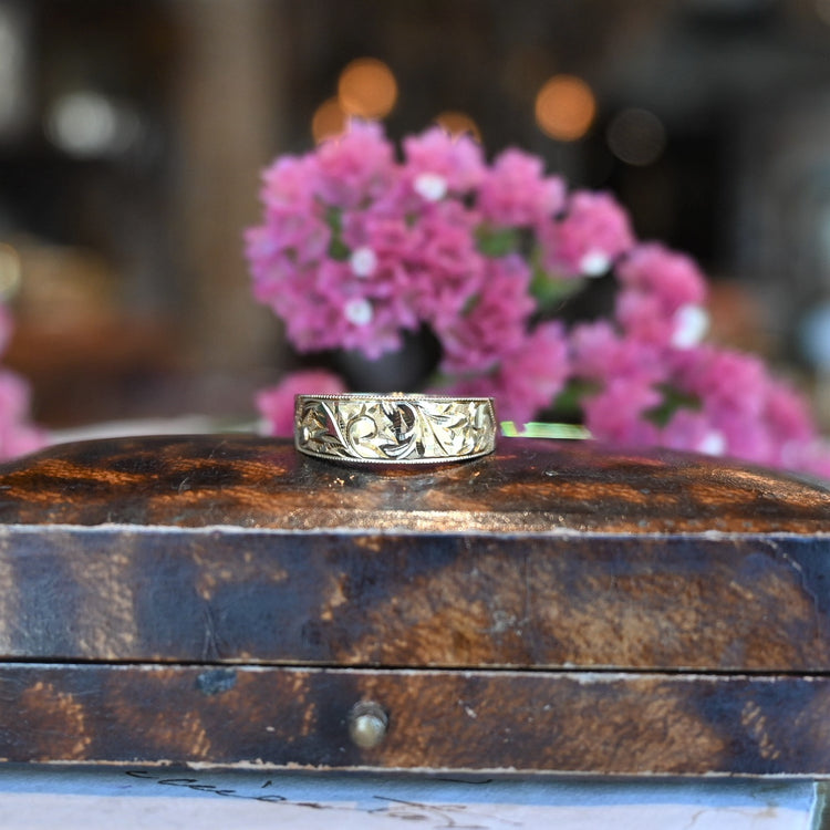 美しい文様 手彫リング