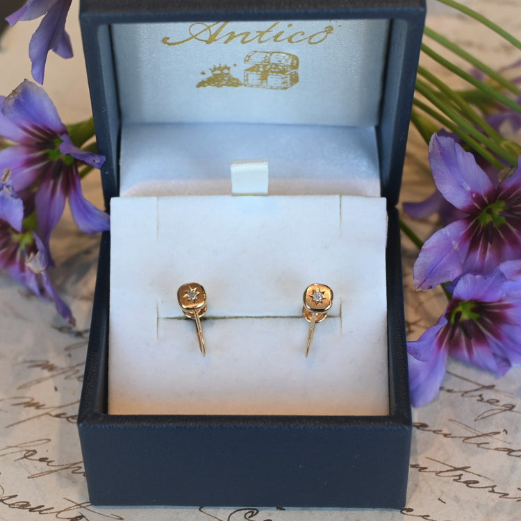 星留めのダイヤモンド イヤリング