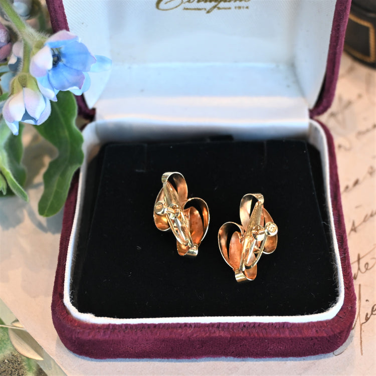 編み込み模様 ゴールドイヤリング