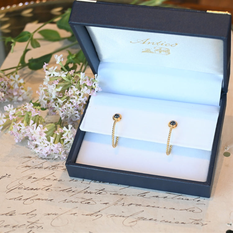 MIKIMOTO サファイア フープイヤリング