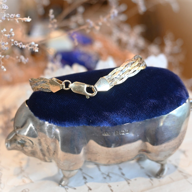 3colorが上品な　編み込みブレスレット　from ITALY